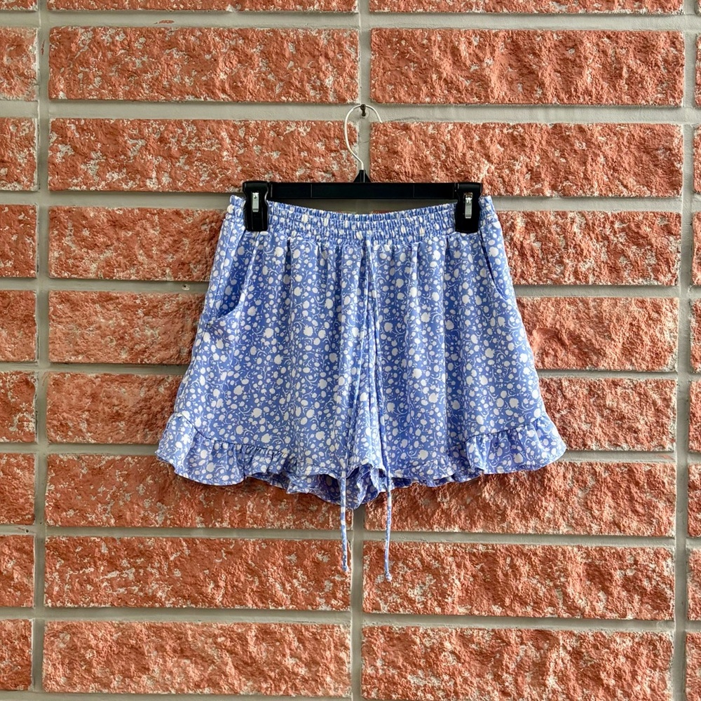 Sienna Sky Blue and White Floral shorts